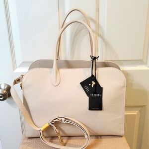 Claudia Firenze Cream Italian Leather Handbag NWT